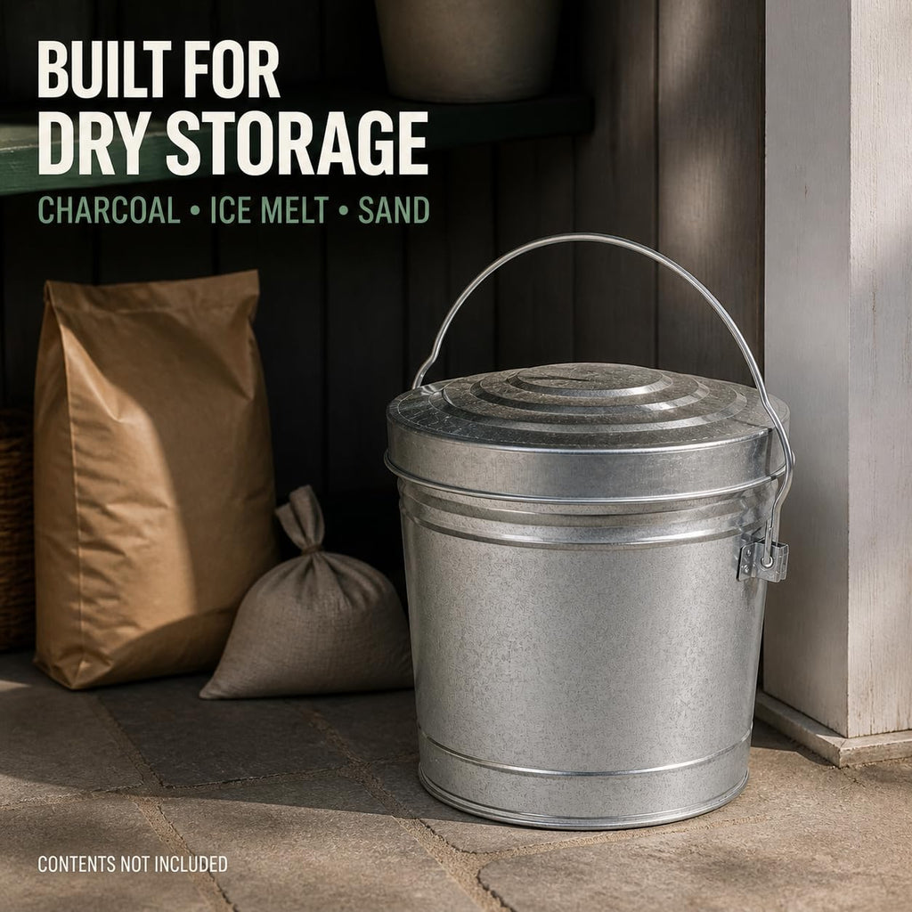 6 Gal Galvanized Steel Storage Can with Locking Lid A57322