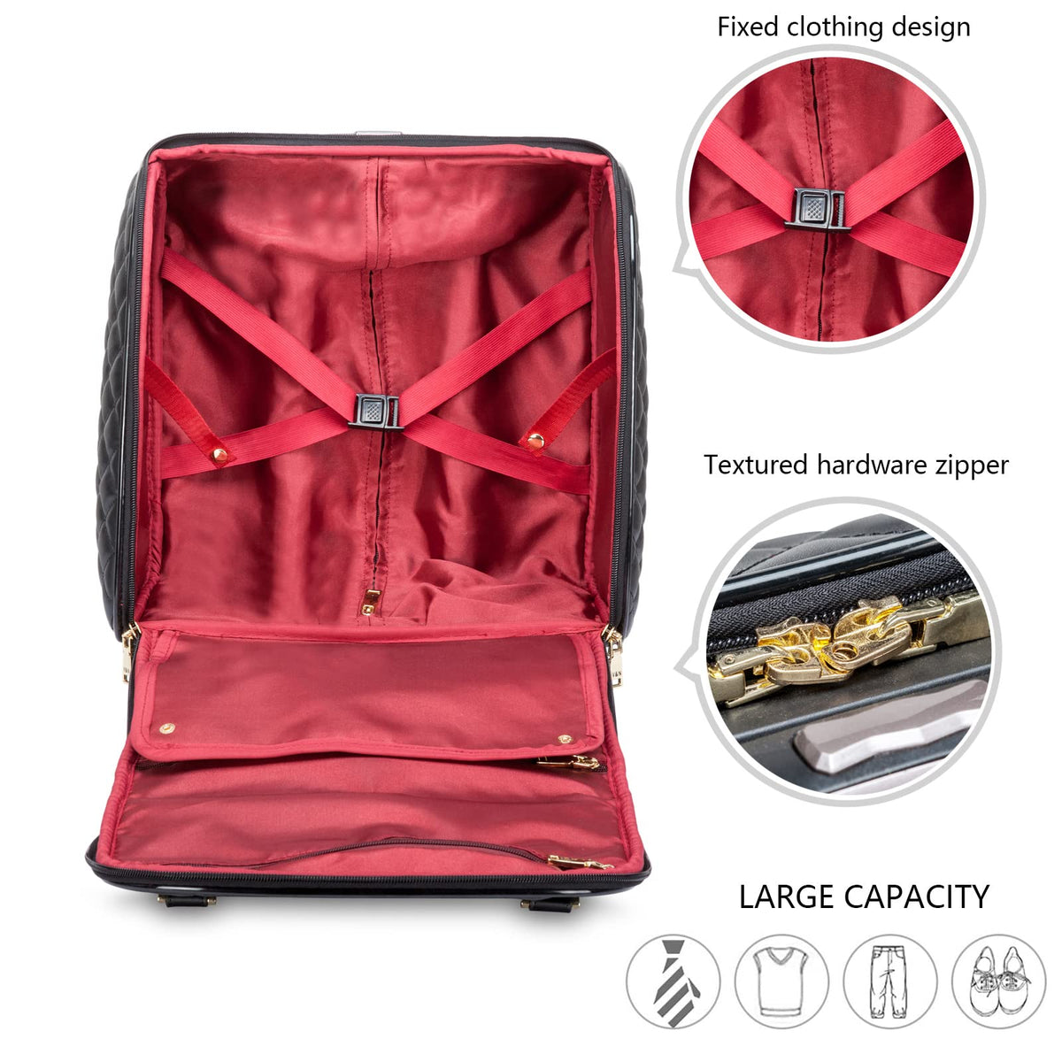 Leather Expandable Spinner Underseat Carry On Luggage M38023