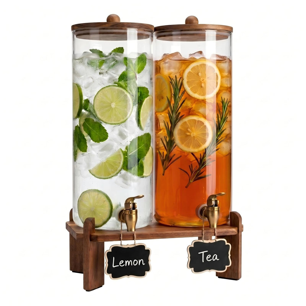 2 Pack 2 Gallon Glass Drink Dispenser with Spigot K362