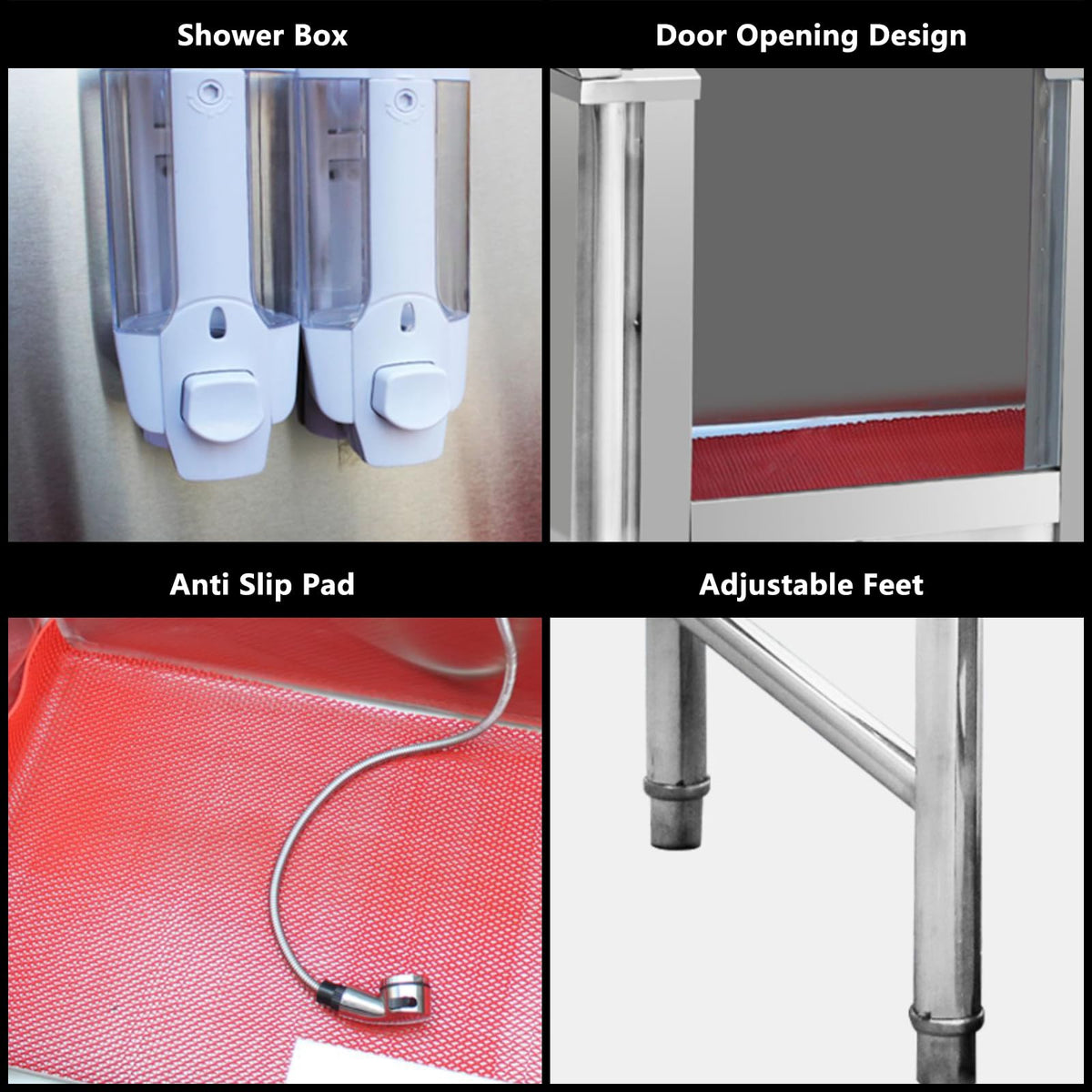 47 Inch Stainless Steel Dog Grooming Tub with Walk-in Stairs T77505