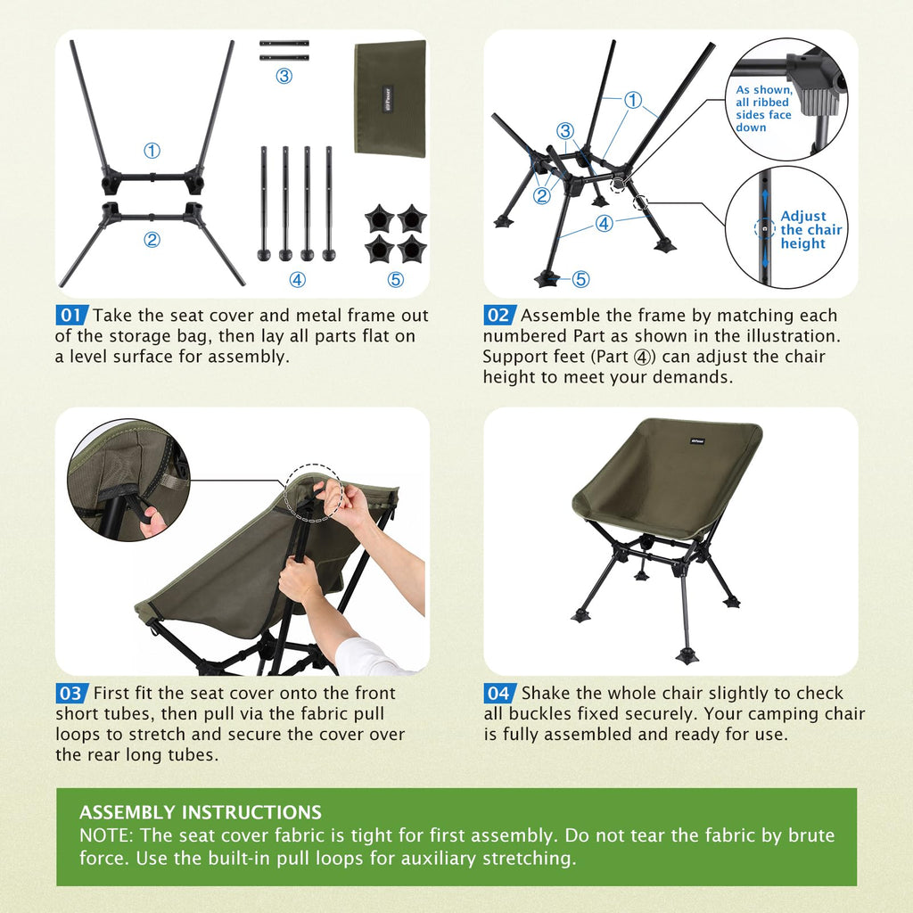 2 Pack Green Folding Camping Chair with Storage Bag D418227