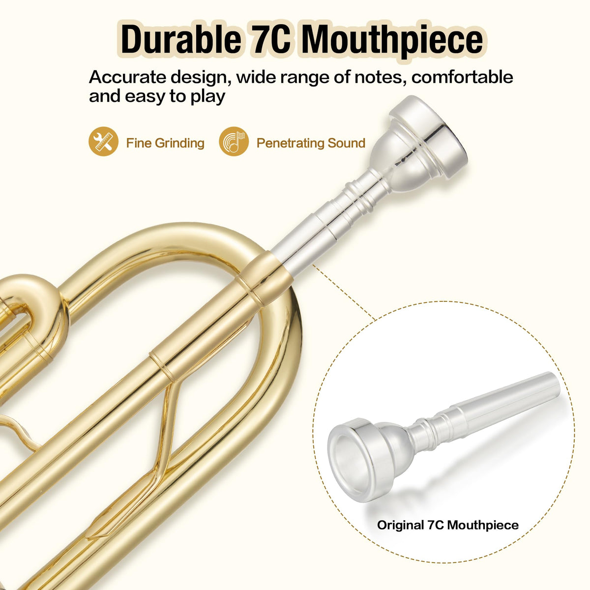 Bb Trumpet with Case Mouthpiece Gloves Cleaning Kit and Polish Cloth U929604