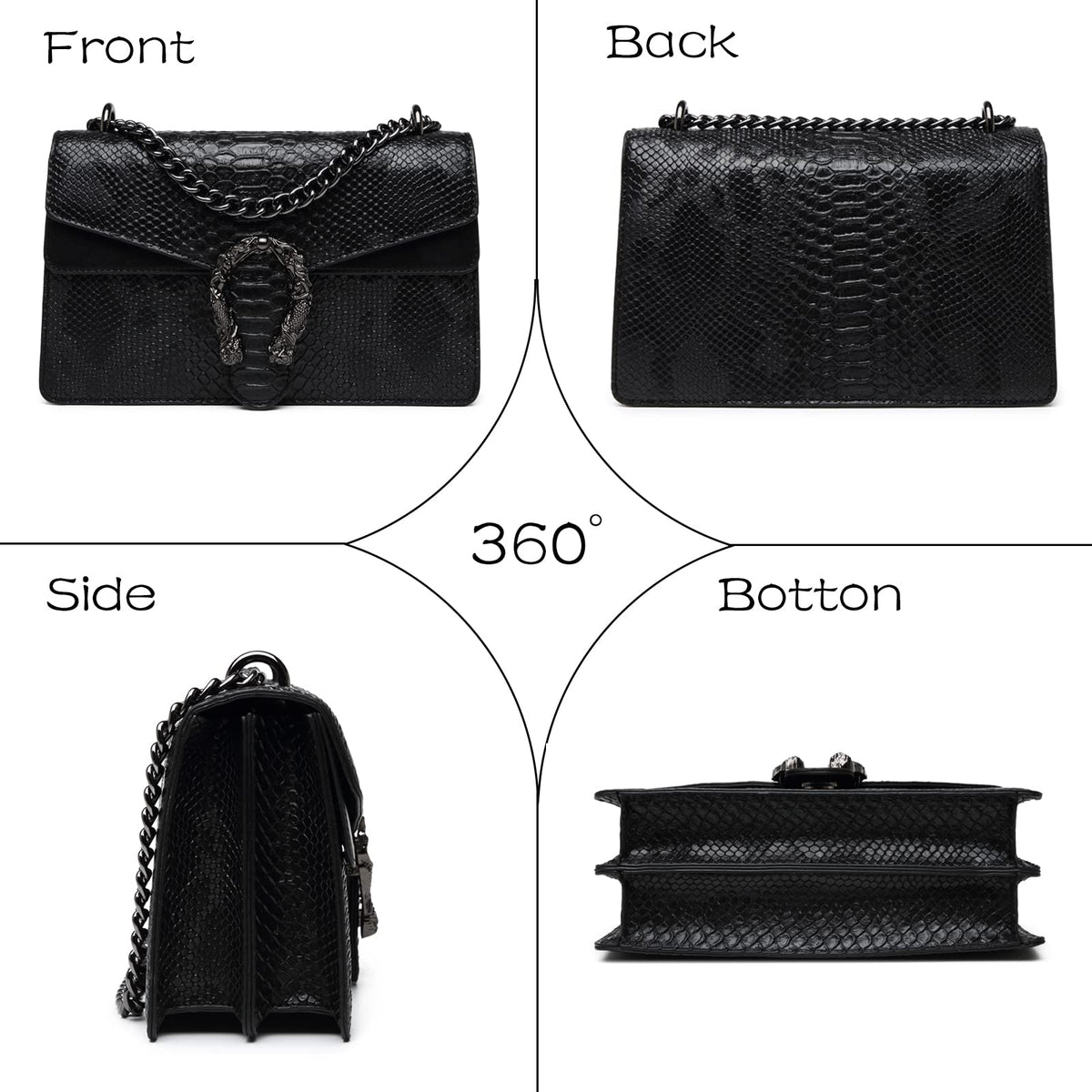 Snake Printed Leather Crossbody Bag R331