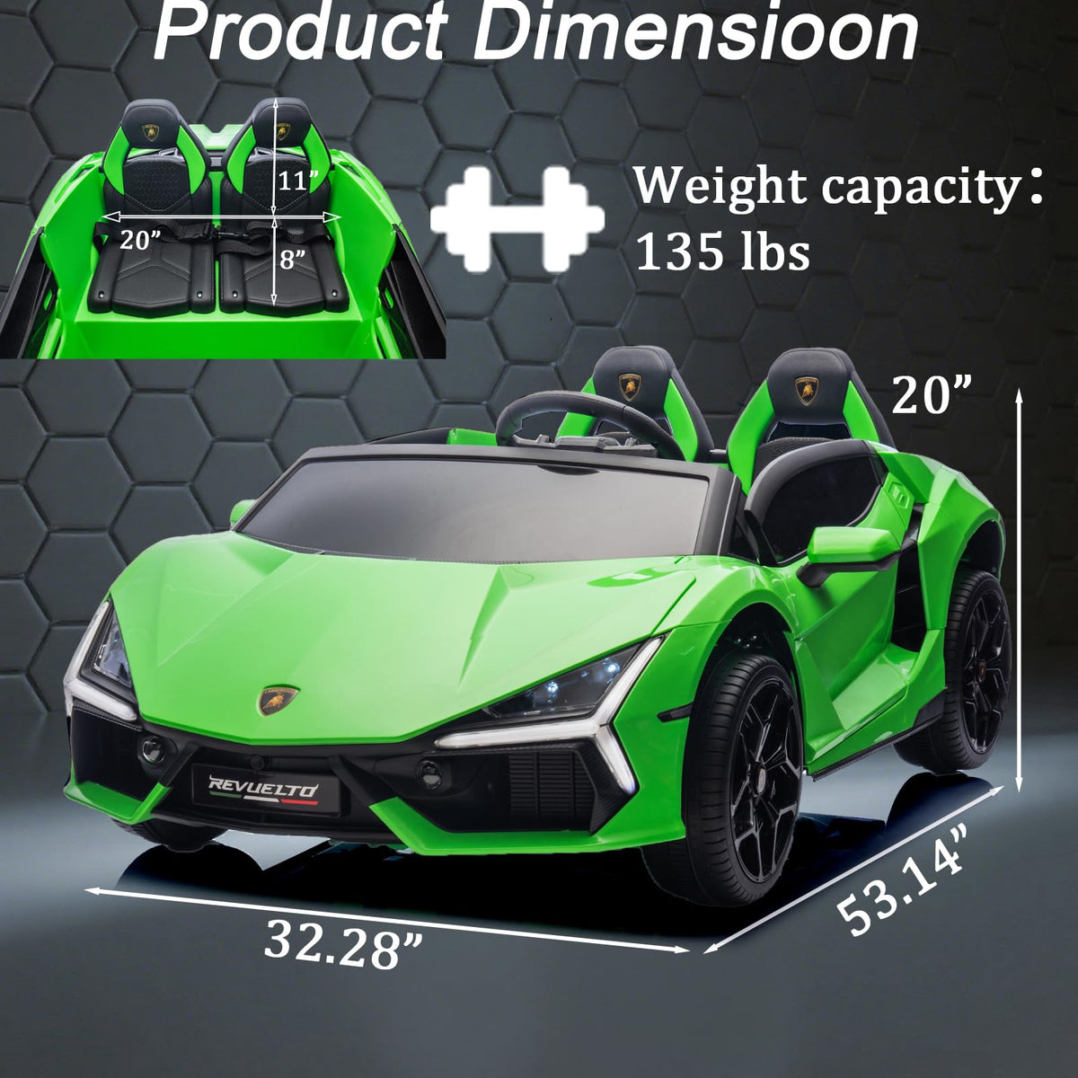 Green 24V 8Ah 2 Seater Ride On Car with Remote Control U8356