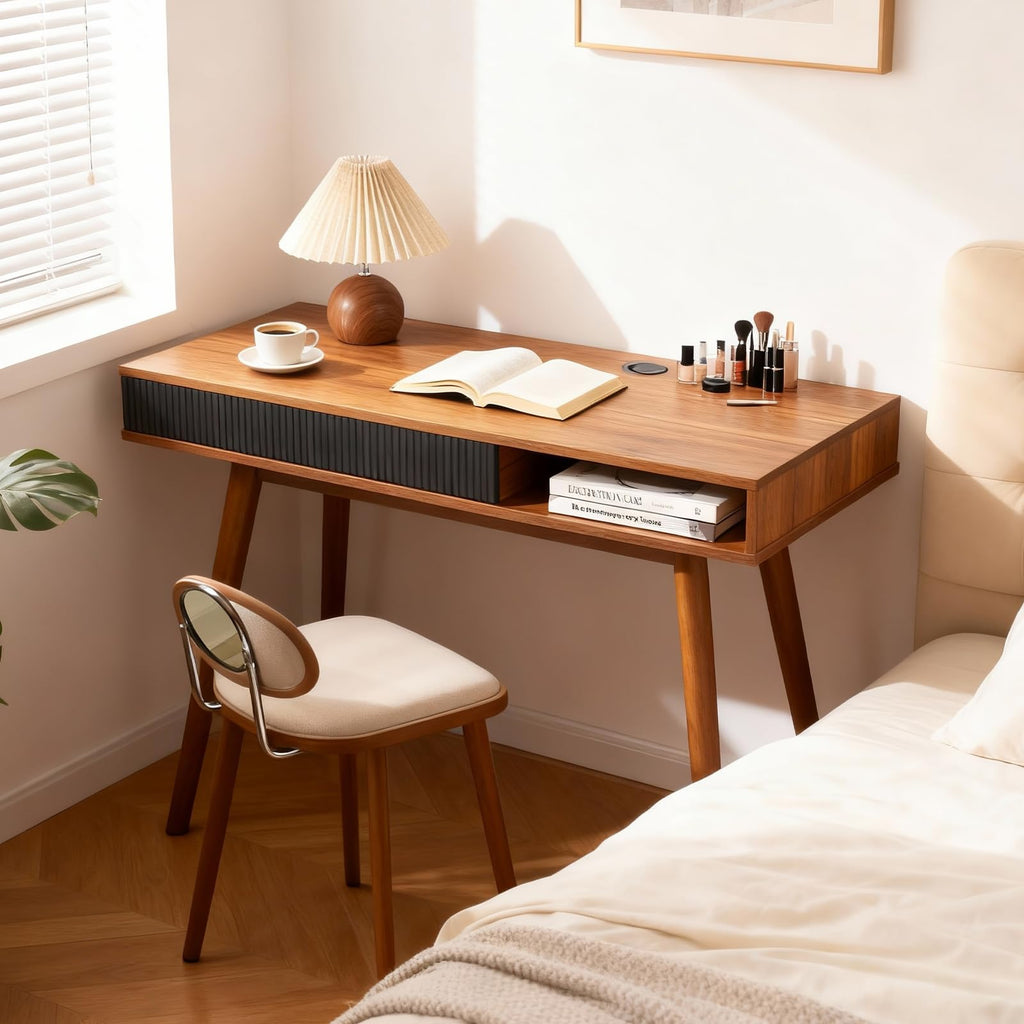 Walnut Wood Desk with Drawer U4338
