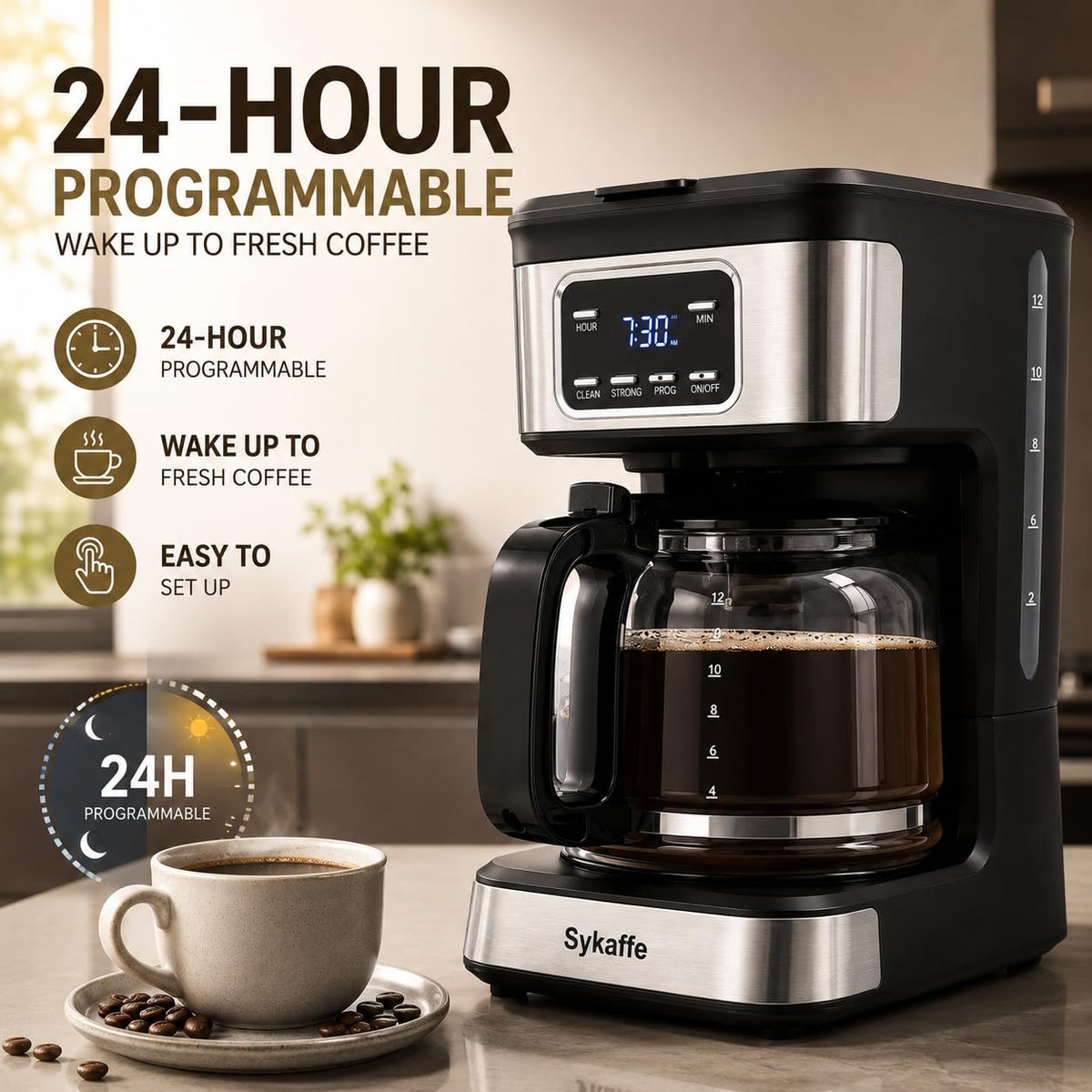 12 Cup Programmable Drip Coffee Maker L369480
