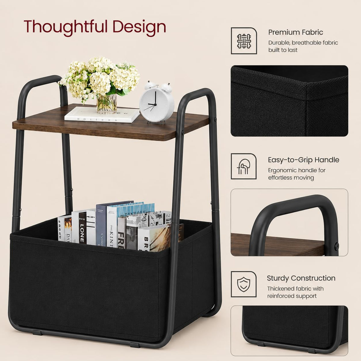 Small Storage Side Table with Metal Frame D37403