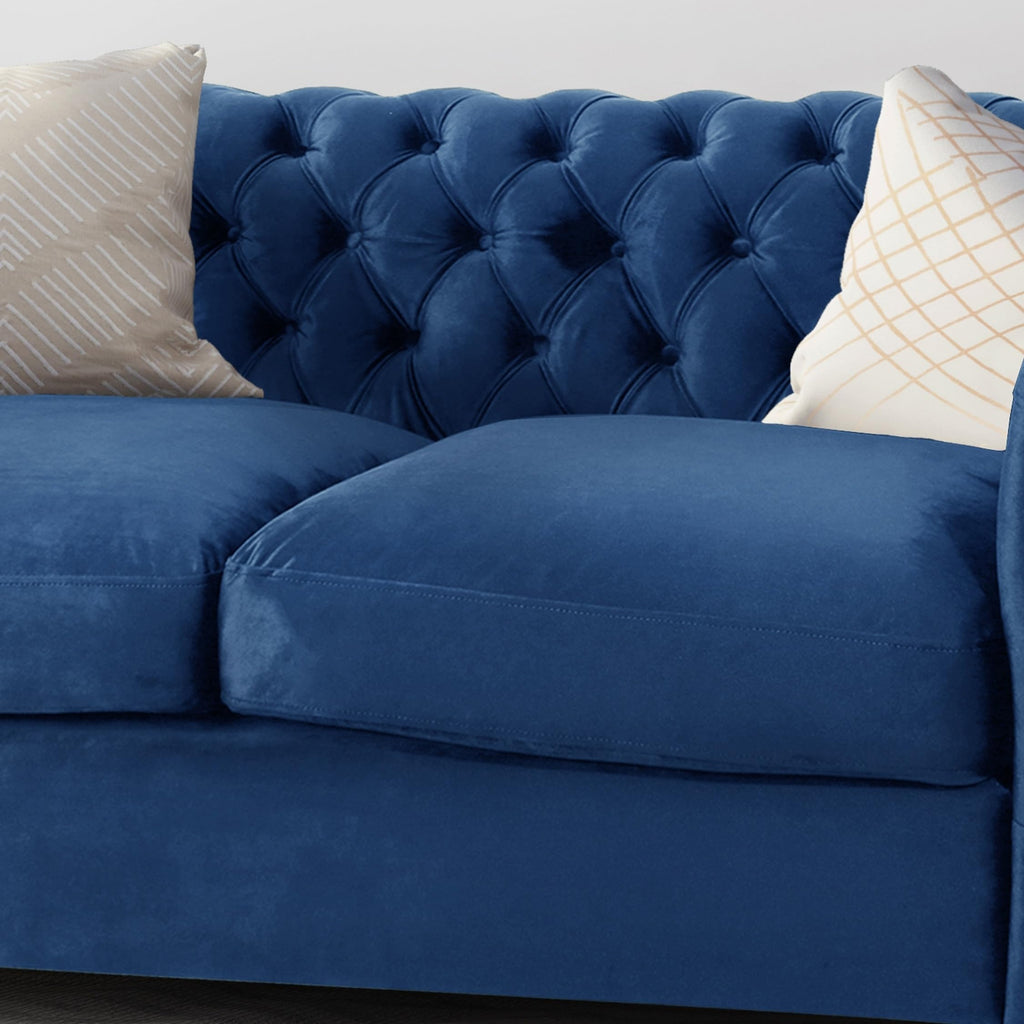 Navy Blue Velvet Loveseat Sofa K175548
