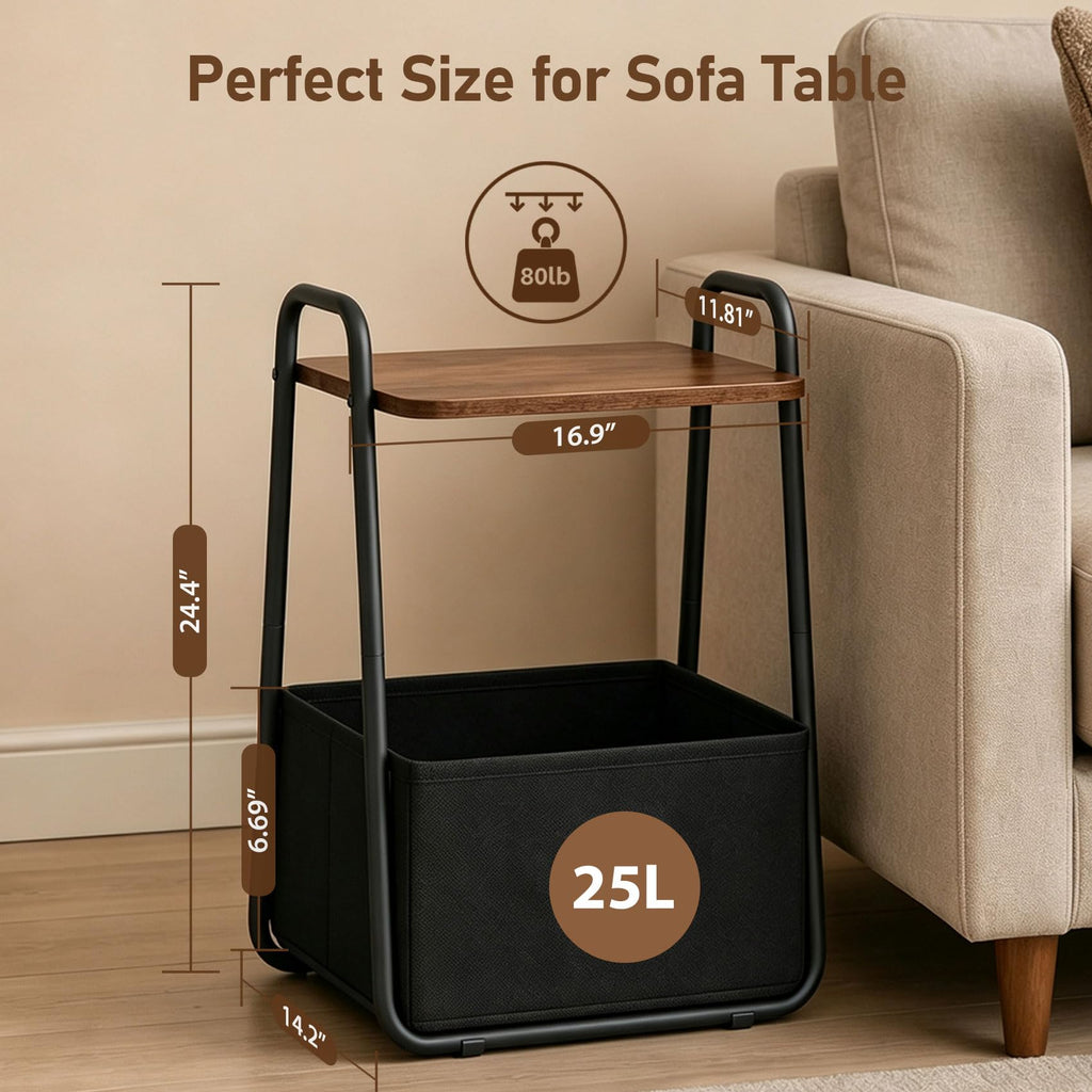 Small Storage Side Table with Metal Frame D37403