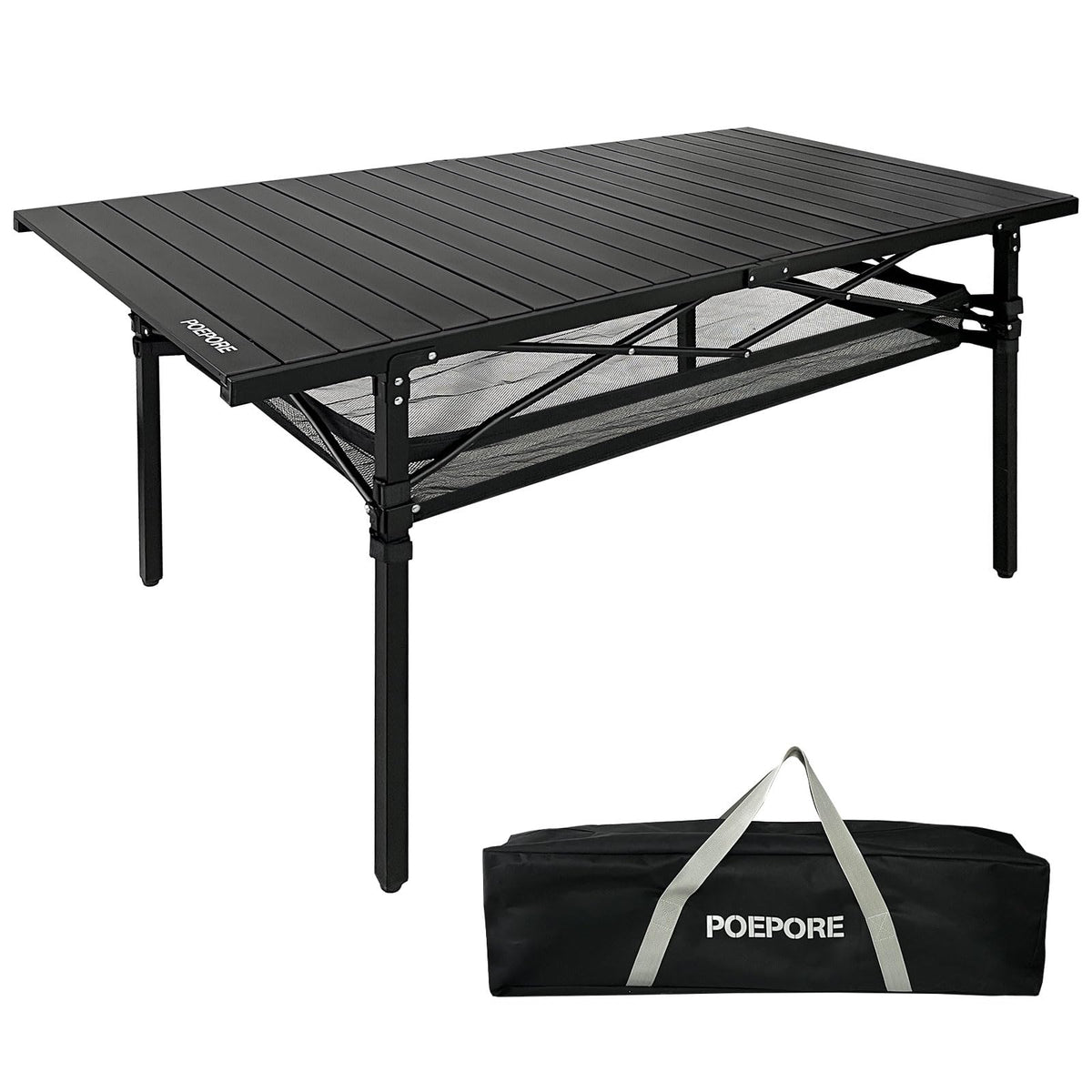 Large Folding Aluminum Camping Table with Storage and Carry Bag G510