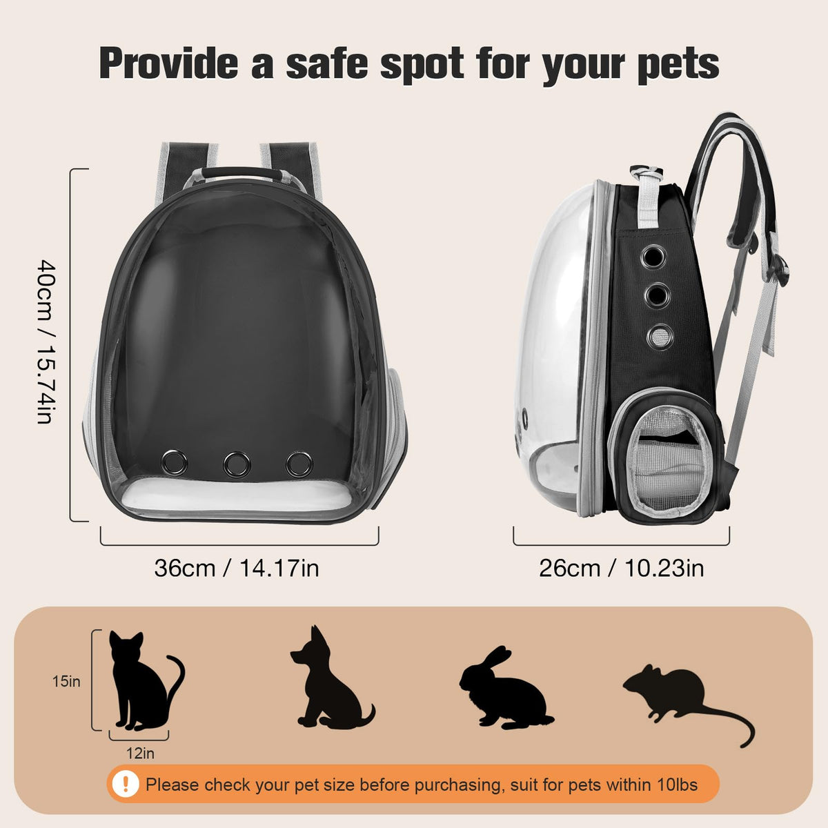 Black Cat Pet Carrier Backpack G69877