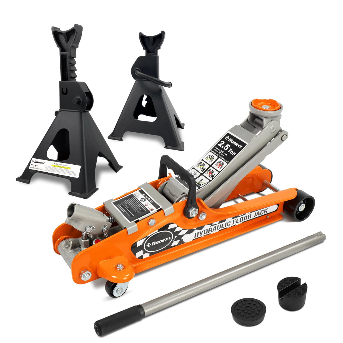 2.5 Ton Steel Floor Jack and 3 Ton Black Jack Stands E937809