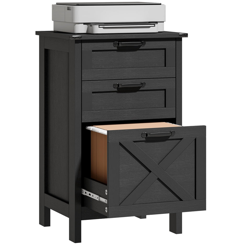 3 Drawer Black File Cabinet D81057