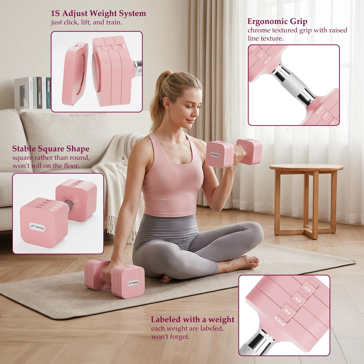 Adjustable Dumbbell Set 10LBS 20LBS 25LBS Set of 2 T6885