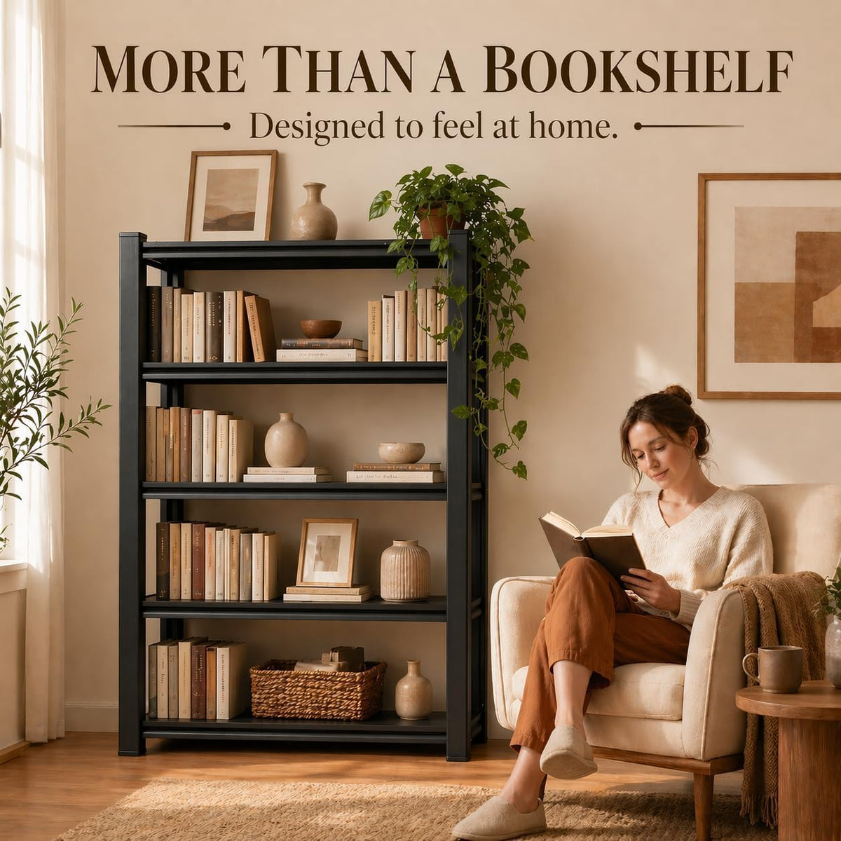 5 Tier Adjustable Wooden Bookshelf X258514