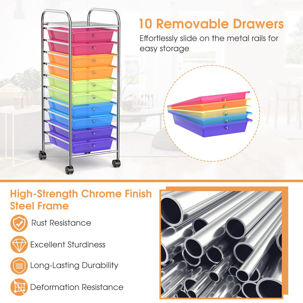 10 Drawer Rolling Storage Cart Organizer E79498
