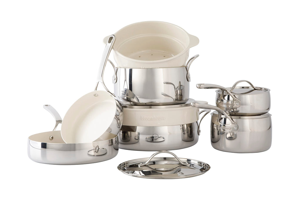 12 Piece Triply Stainless Steel Ceramic Cookware Set O4390