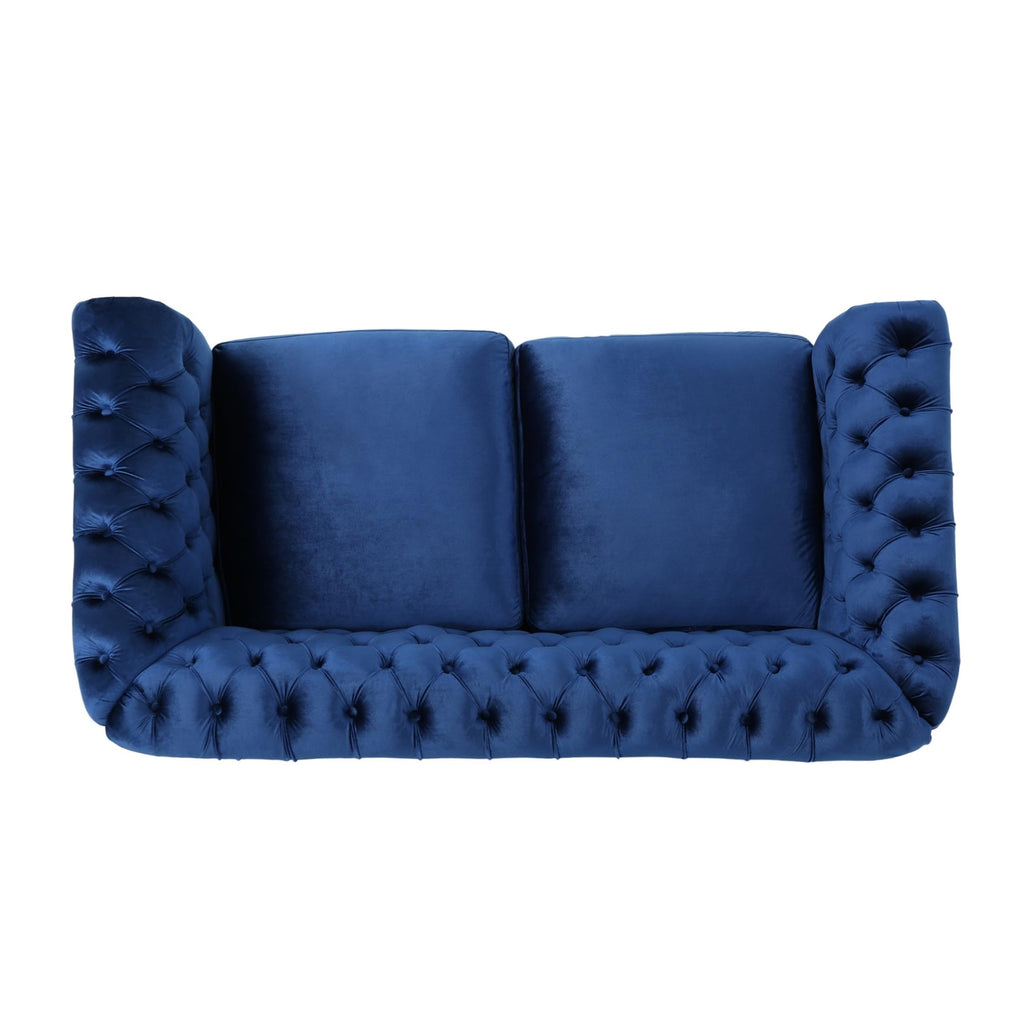 Navy Blue Velvet Loveseat Sofa K175548