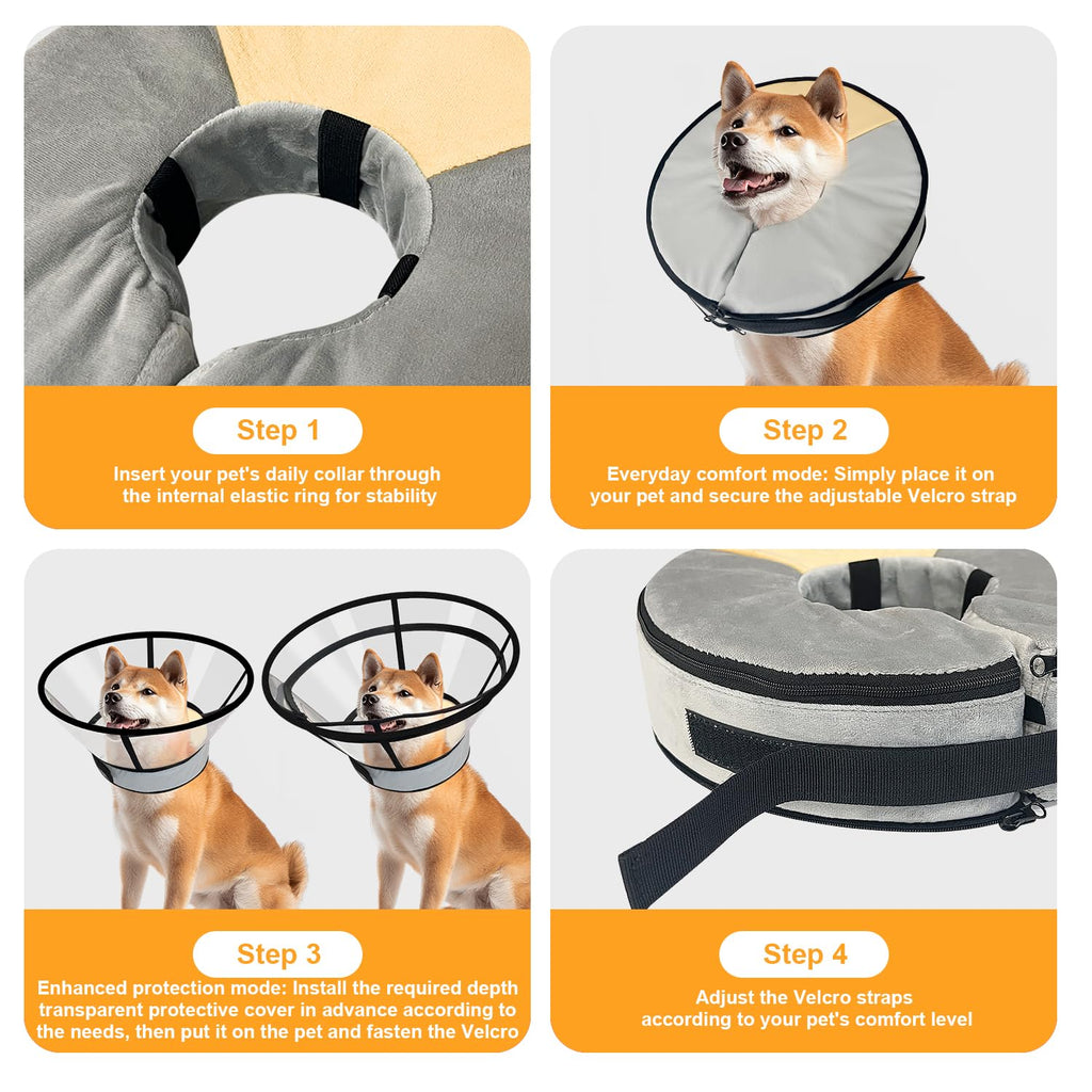 Inflatable Dog Cat Cone Collar with 2PCS Cover Y1000