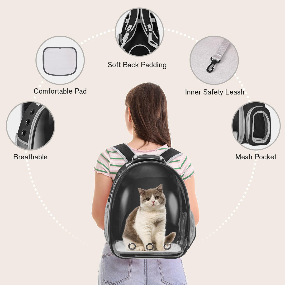 Black Cat Pet Carrier Backpack G69877