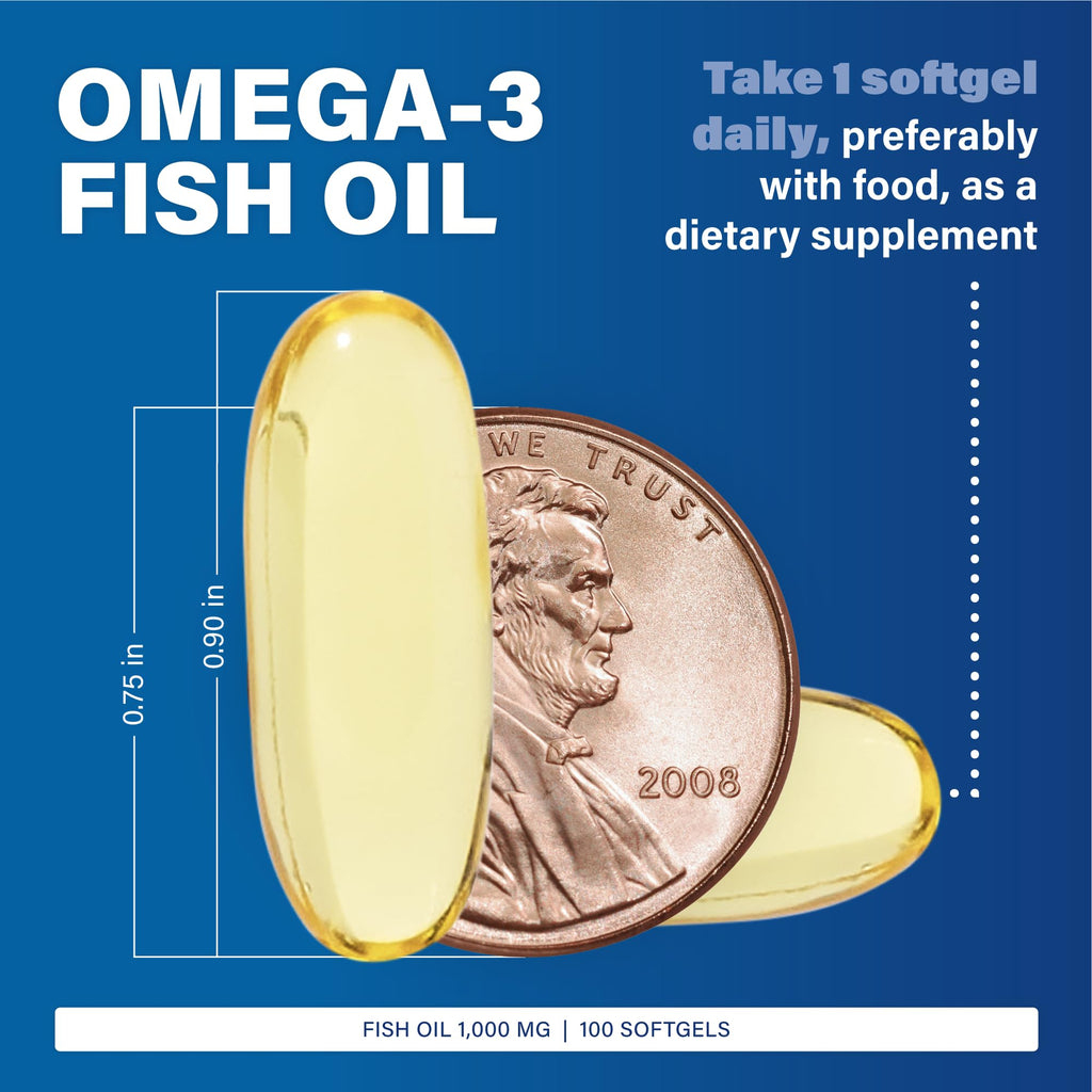 Omega-3 Fish Oil Supplement 1000mg 100 Softgels X6253