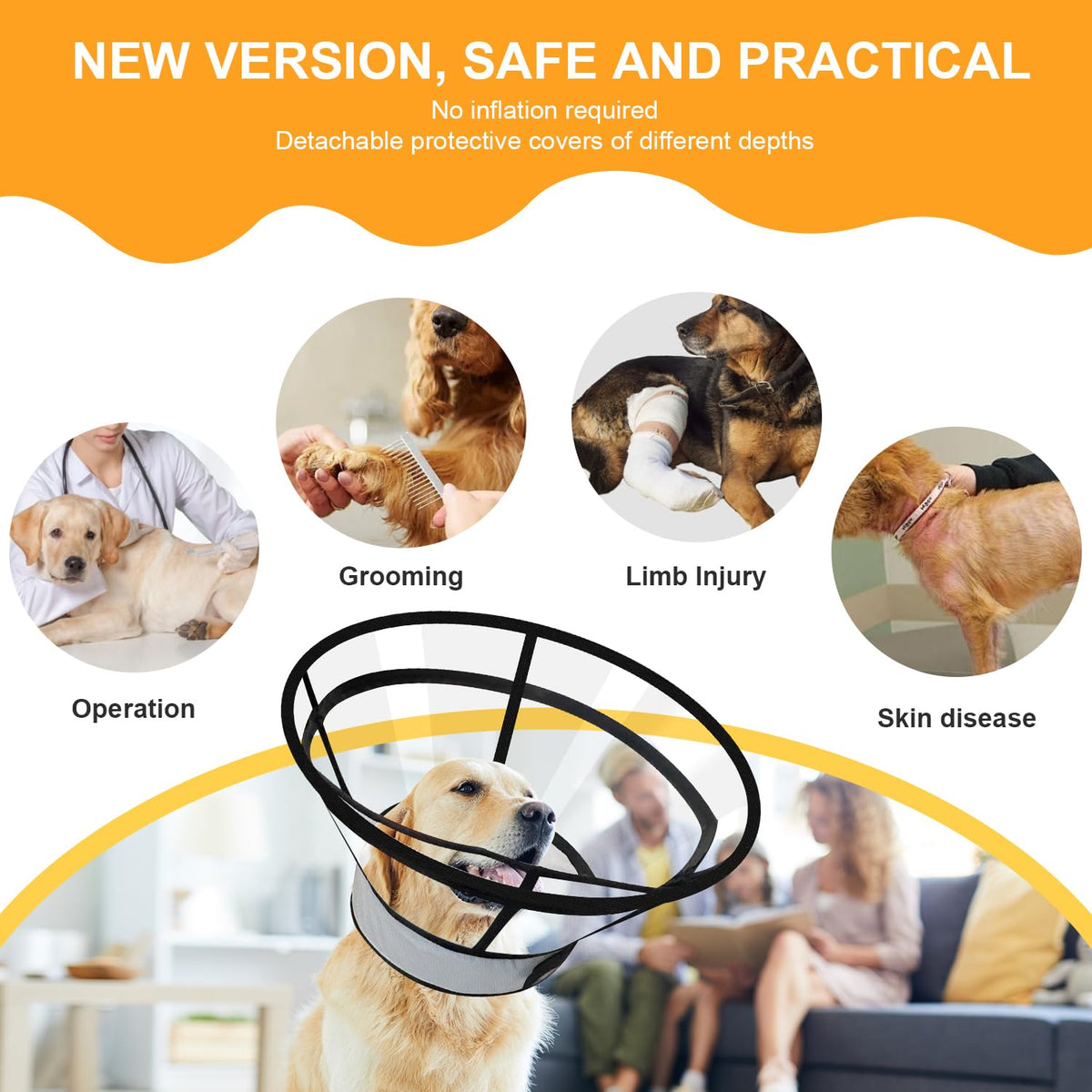 Inflatable Dog Cat Cone Collar with 2PCS Cover Y1000