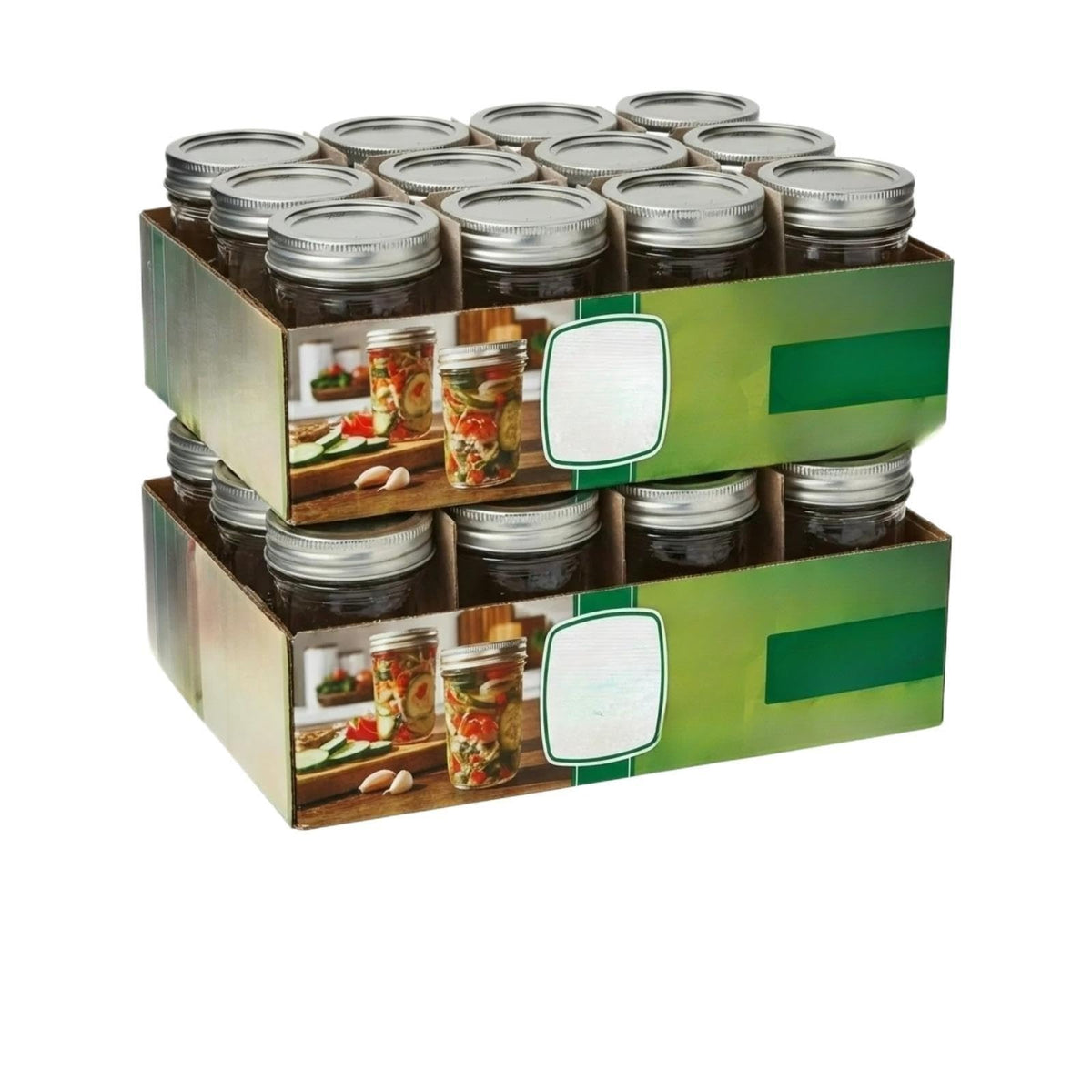16 Oz Wide Mouth Glass Mason Jars with Lids & Bands, 2-Pack C5937