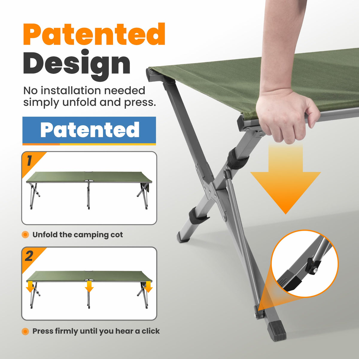 Oversized Folding Camping Cot with Storage Bag E287