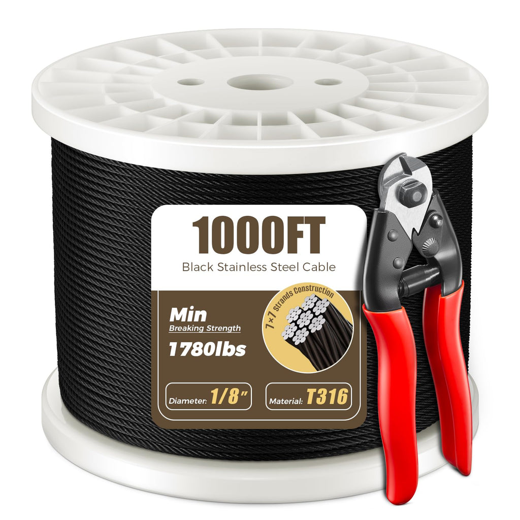 1/8" Black Stainless Steel Cable K28459