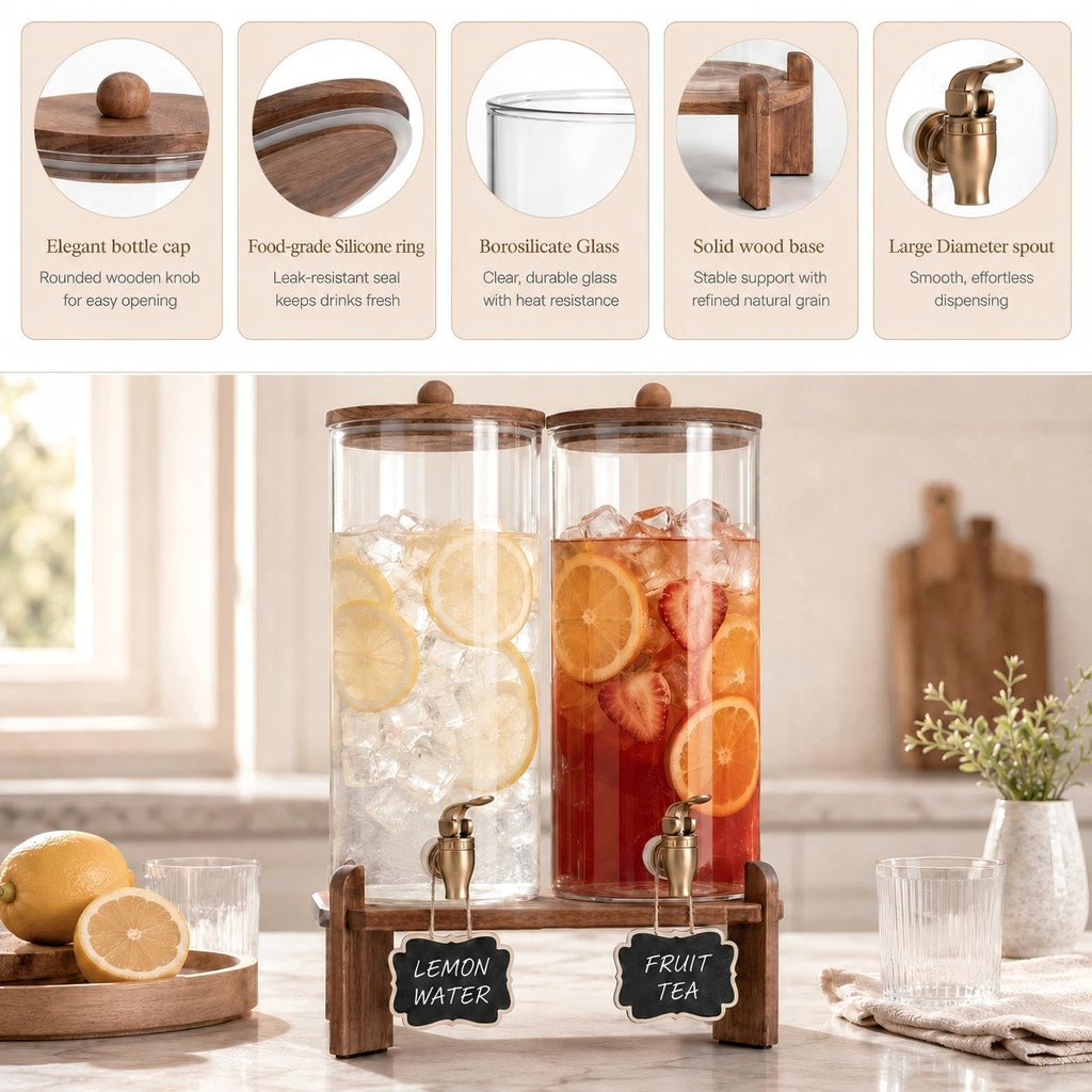 2 Pack 2 Gallon Glass Drink Dispenser with Spigot K362