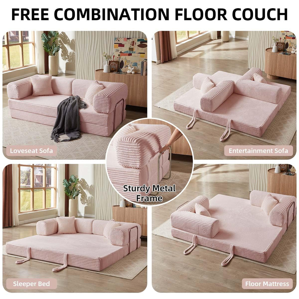 Pink 81 Inch Convertible Folding Sofa Bed R99306