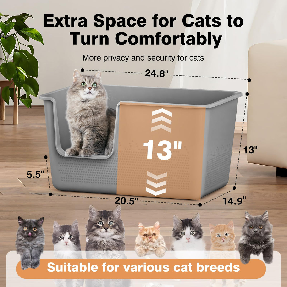 Extra Large High Sided Cat Litter Box F4578