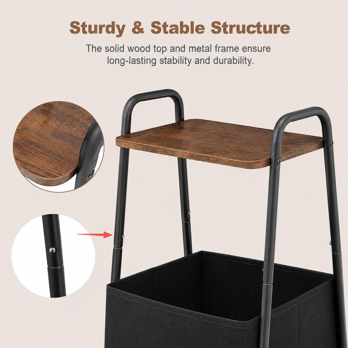 Small Storage Side Table with Metal Frame D37403