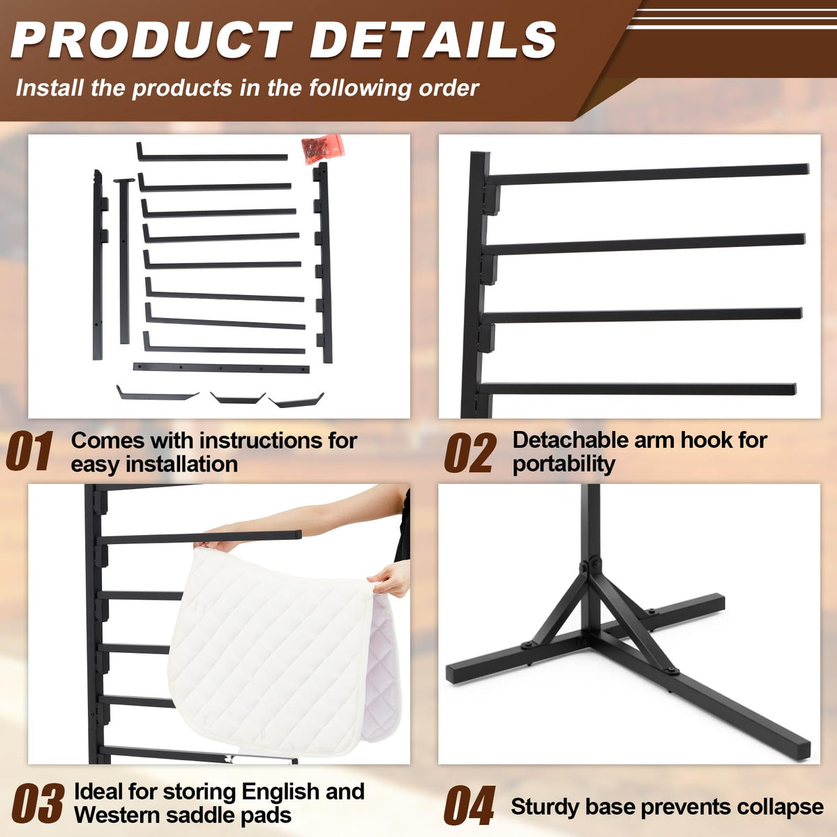 8-Tier Saddle Pad Rack with Stand W1396