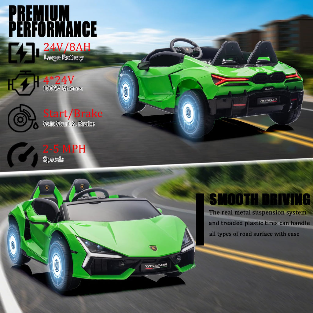 Green 24V 8Ah 2 Seater Ride On Car with Remote Control U8356