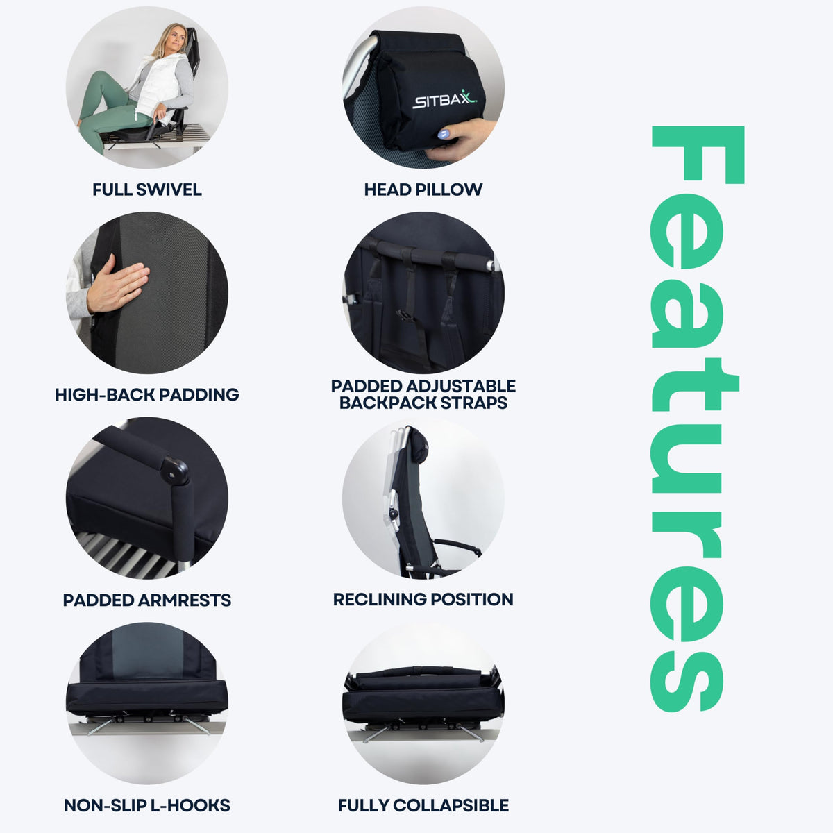 Padded Reclining Stadium Chair with Backpack Straps R595