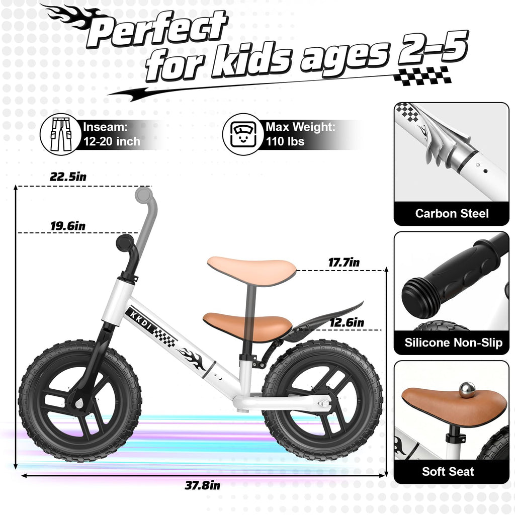 Adjustable Toddler Balance Bike with Fender and LED Tires Z64931