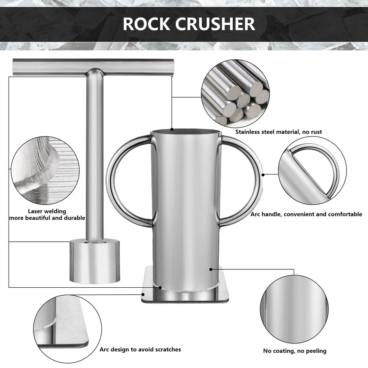 Heavy-Duty Stainless Steel Rock Crusher R1798