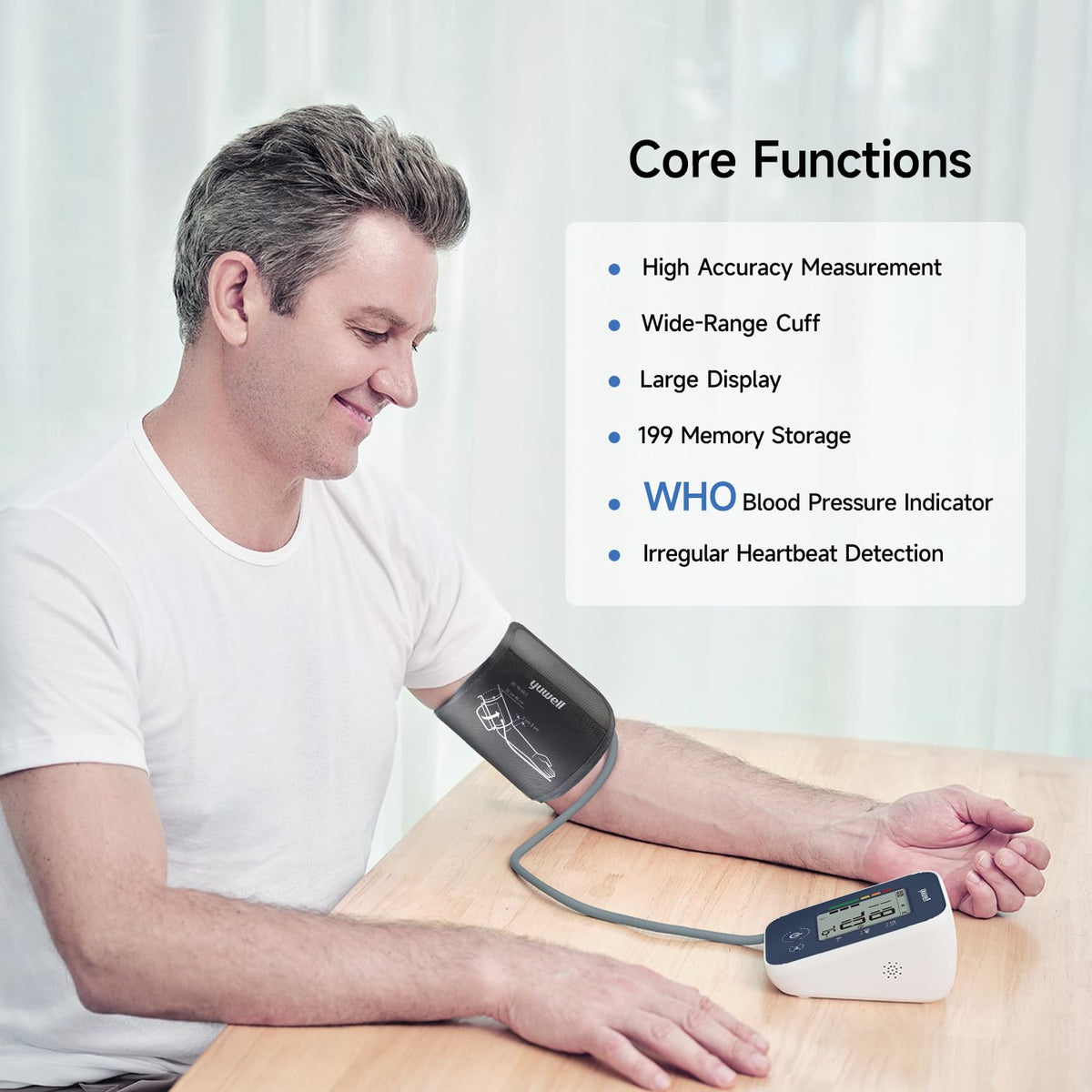 Automatic Upper Arm Blood Pressure Monitor with Adjustable Cuff N345