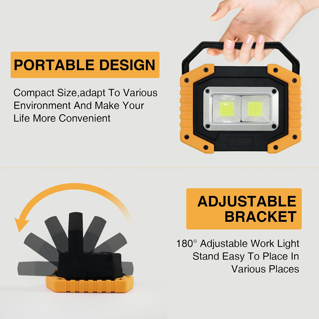 30W 2000LM Portable Waterproof Rechargeable LED Work Light with Stand P2612
