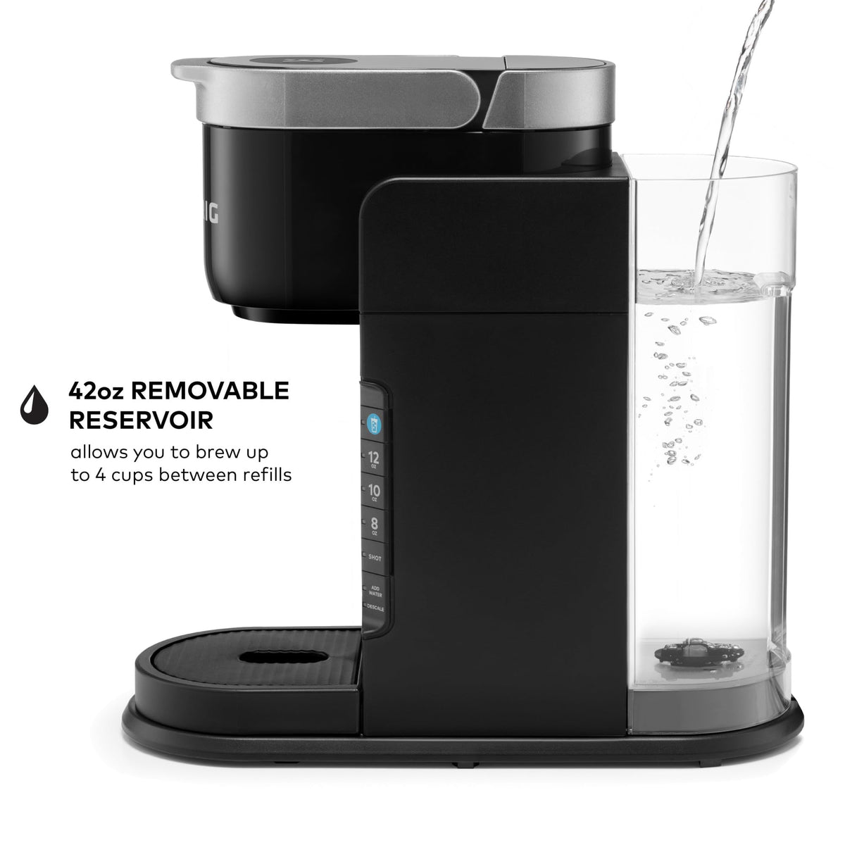 Single Serve Coffee Maker and Frother, 3 Brew Sizes, Black N638161
