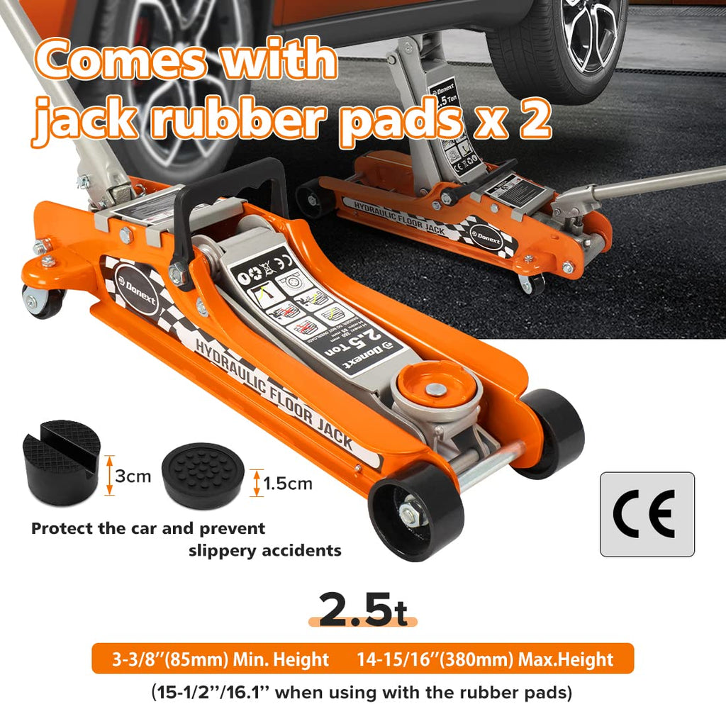 2.5 Ton Steel Floor Jack and 3 Ton Black Jack Stands E937809
