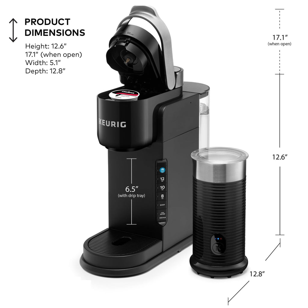Single Serve Coffee Maker and Frother, 3 Brew Sizes, Black N638161