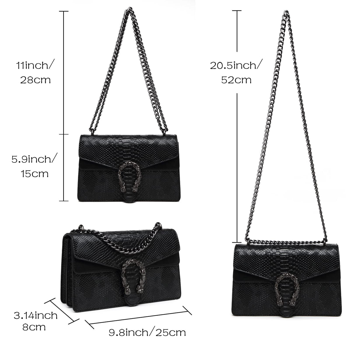 Snake Printed Leather Crossbody Bag R331