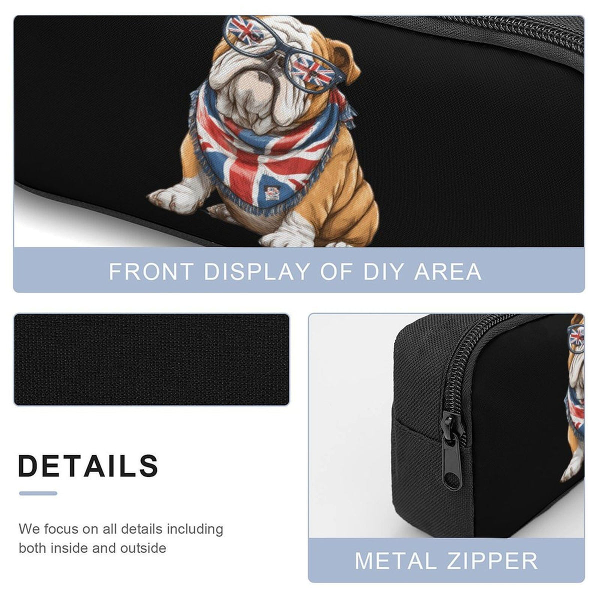 English Bulldog UK Flag Backpack with Lunch Box Pencil Case V2547