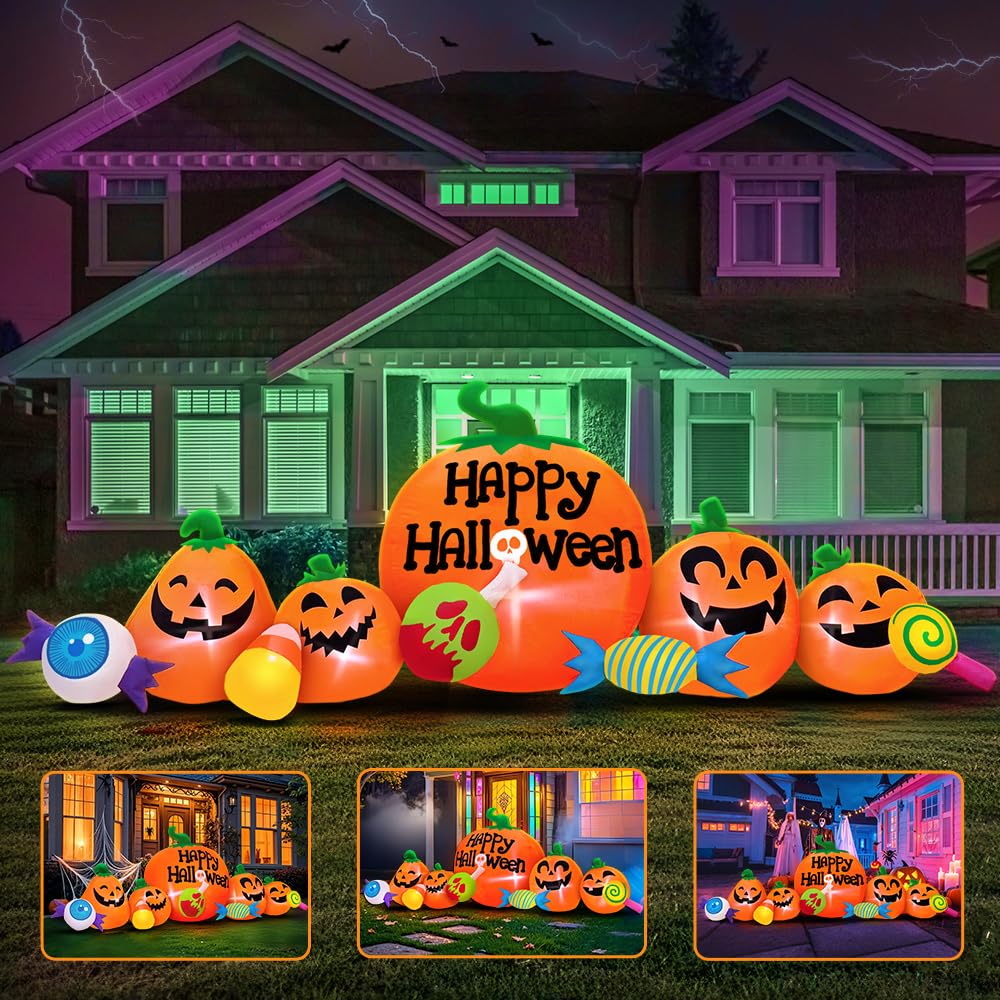 8FT Inflatable Pumpkin Outdoor Decoration with LED W6974
