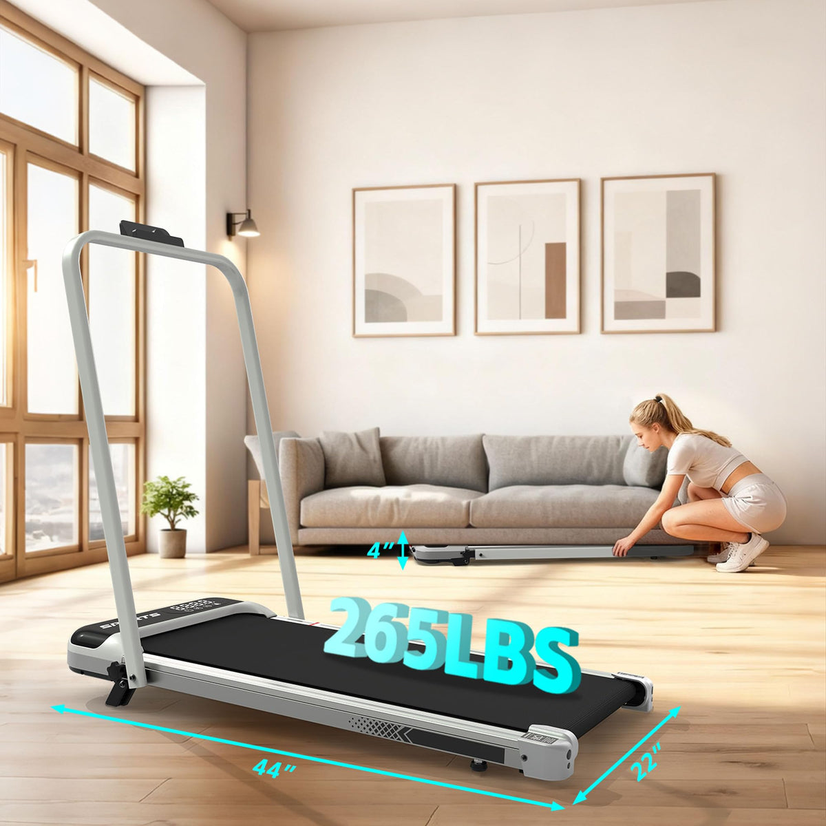 3 in 1 Compact Under Desk Treadmill with Handle Bar A994