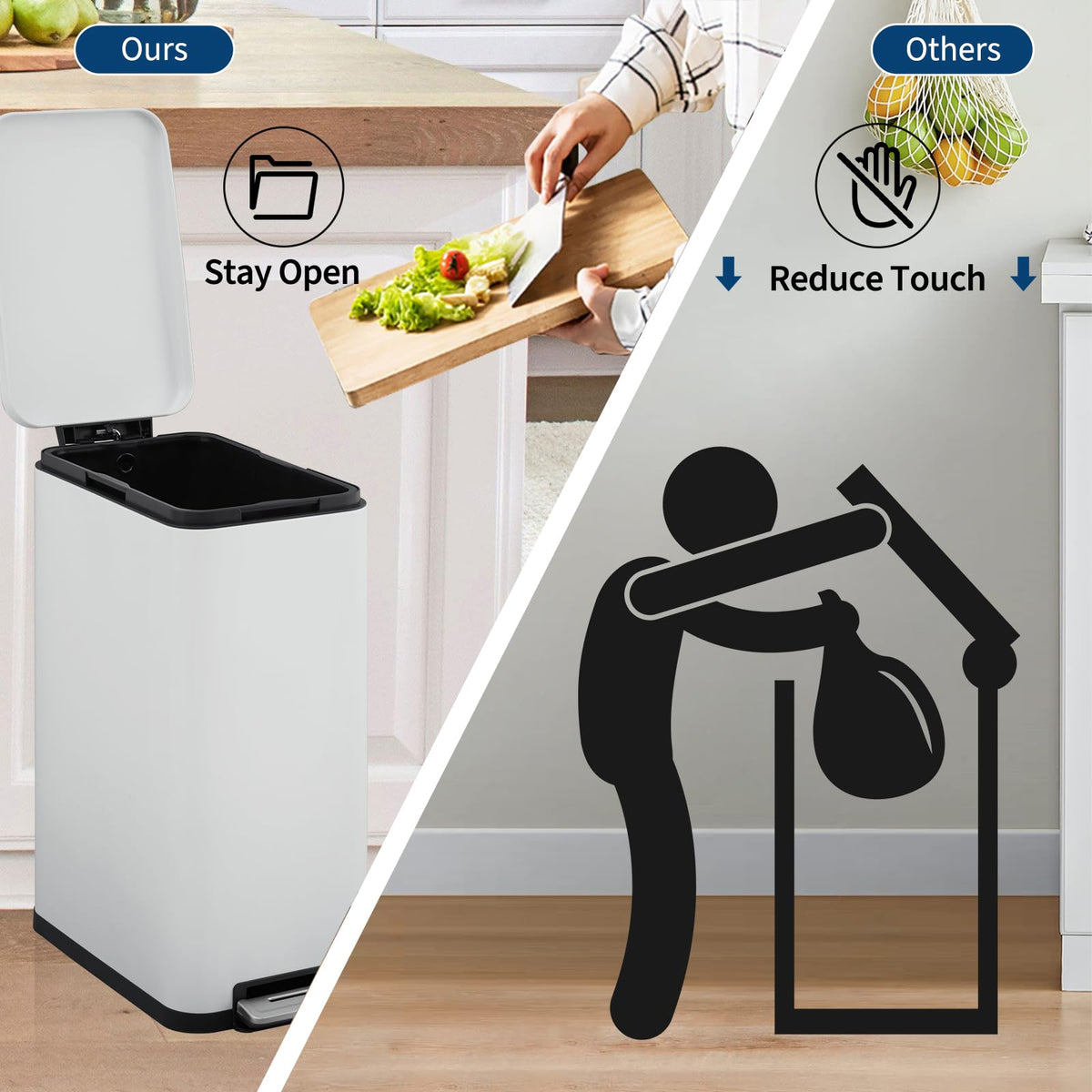 13.2 Gallon Stainless Steel Step Trash Can with Lid A99095