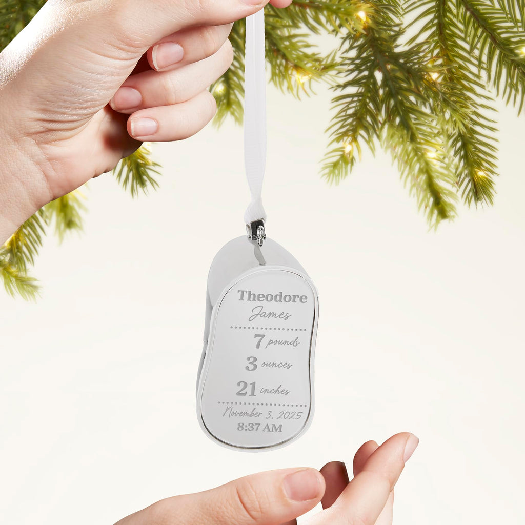 Silver Baby Bootie Metal Christmas Ornament L805392