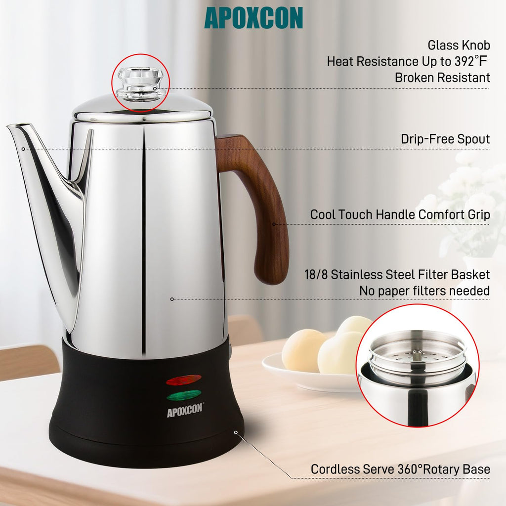 Electric Stainless Steel Coffee Percolator 8 Cup Z786